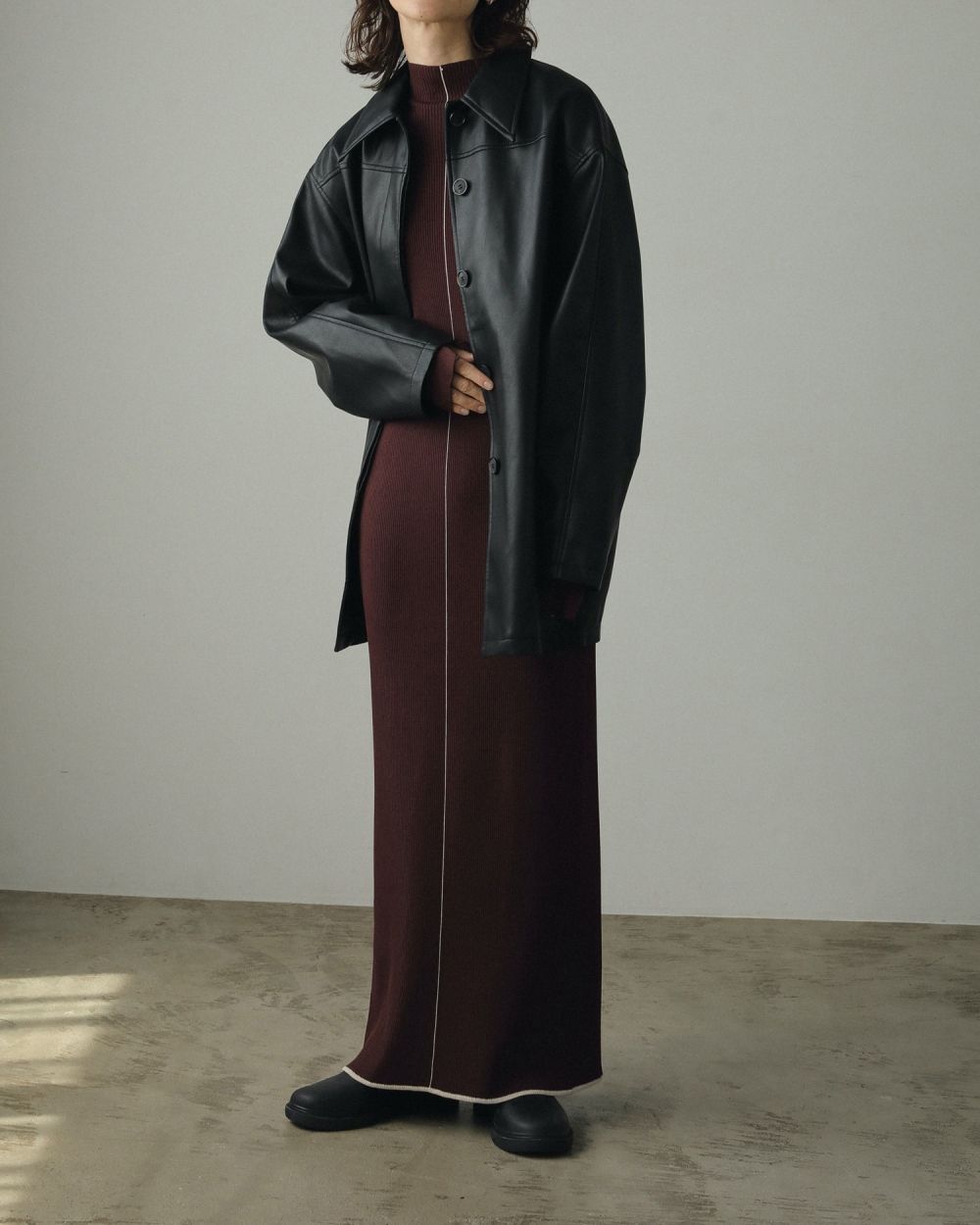 ワンピース L'Appartement Mockneck Knit Onepiece L'Appartement アパルトモンモックネックニットワンピース