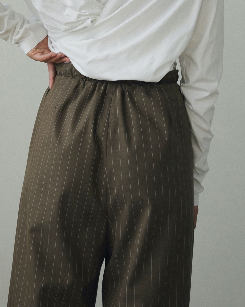 anuke Drawstring Loose Pants モカ ストライプ ànuke online store（アンヌーク） / Drawstring Loose