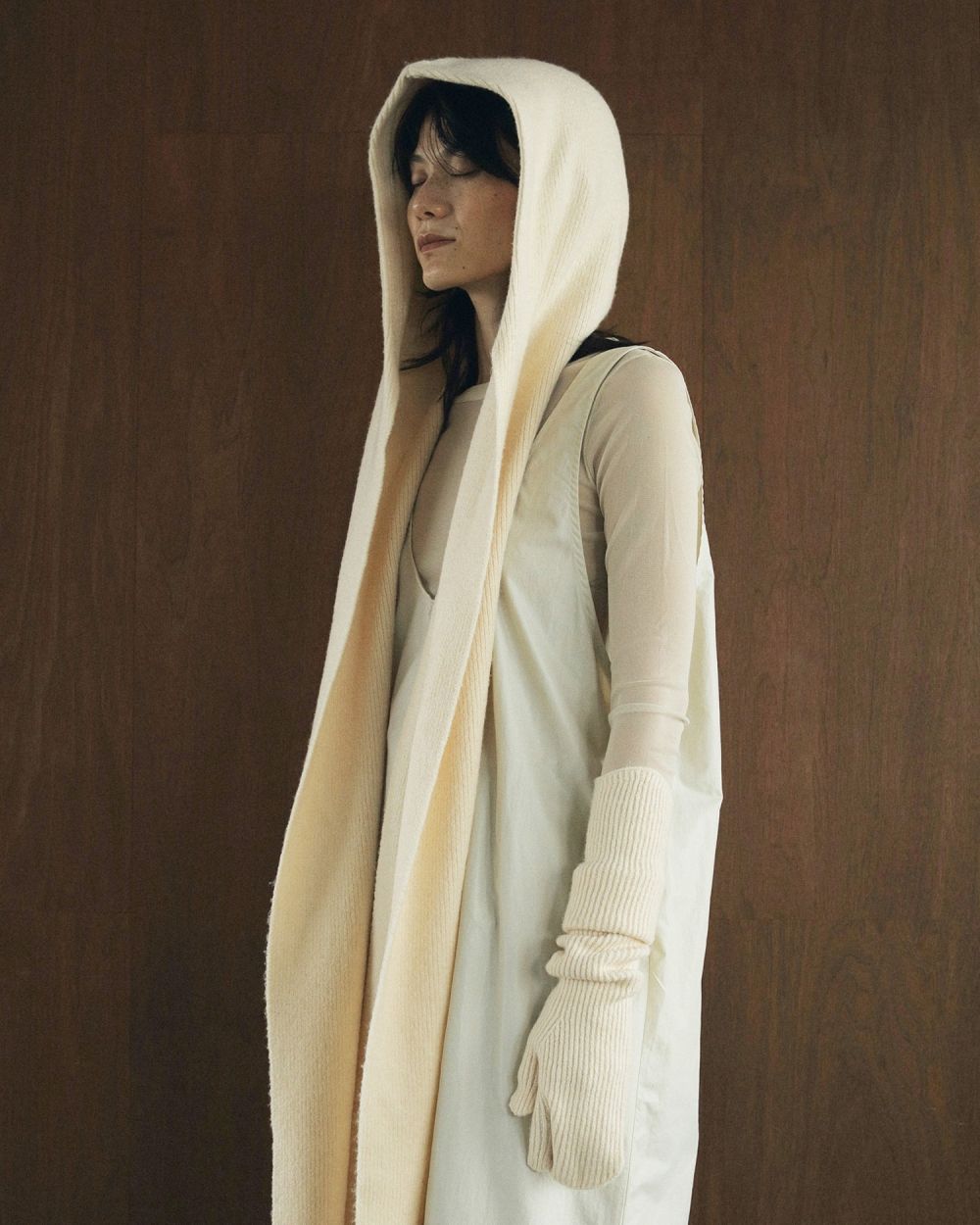 Hoodie Knit Stole Hoodie Knit Stole,フーディー ニット ストール,62421001,ストール,マフラー,ニットストール,防寒,ニットマフラー,anuke,アンヌーク,lifes,ライフズ