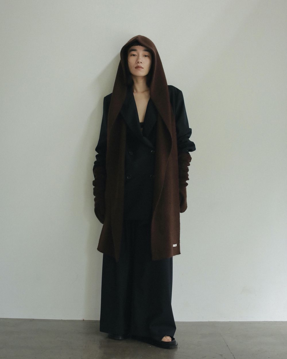 Hoodie Knit Stole Hoodie Knit Stole,フーディー ニット ストール,62421001,ストール,マフラー,ニットストール,防寒,ニットマフラー,anuke,アンヌーク,lifes,ライフズ