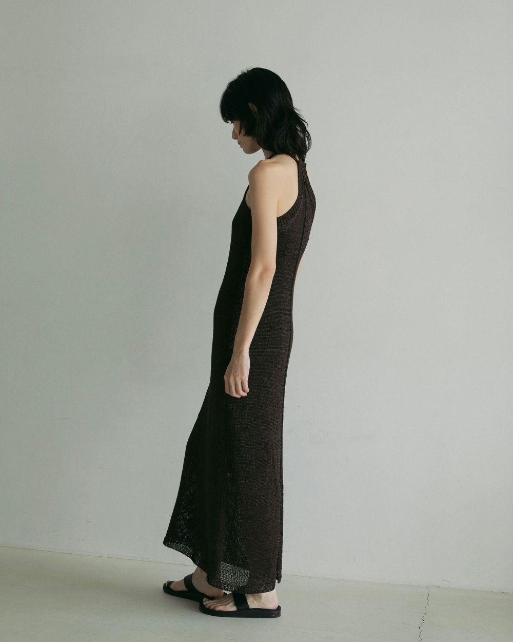 ワンピース VALLAN Cutout Knit Docking ette Cutout Knit Docking Georgette Dress – VALLAN