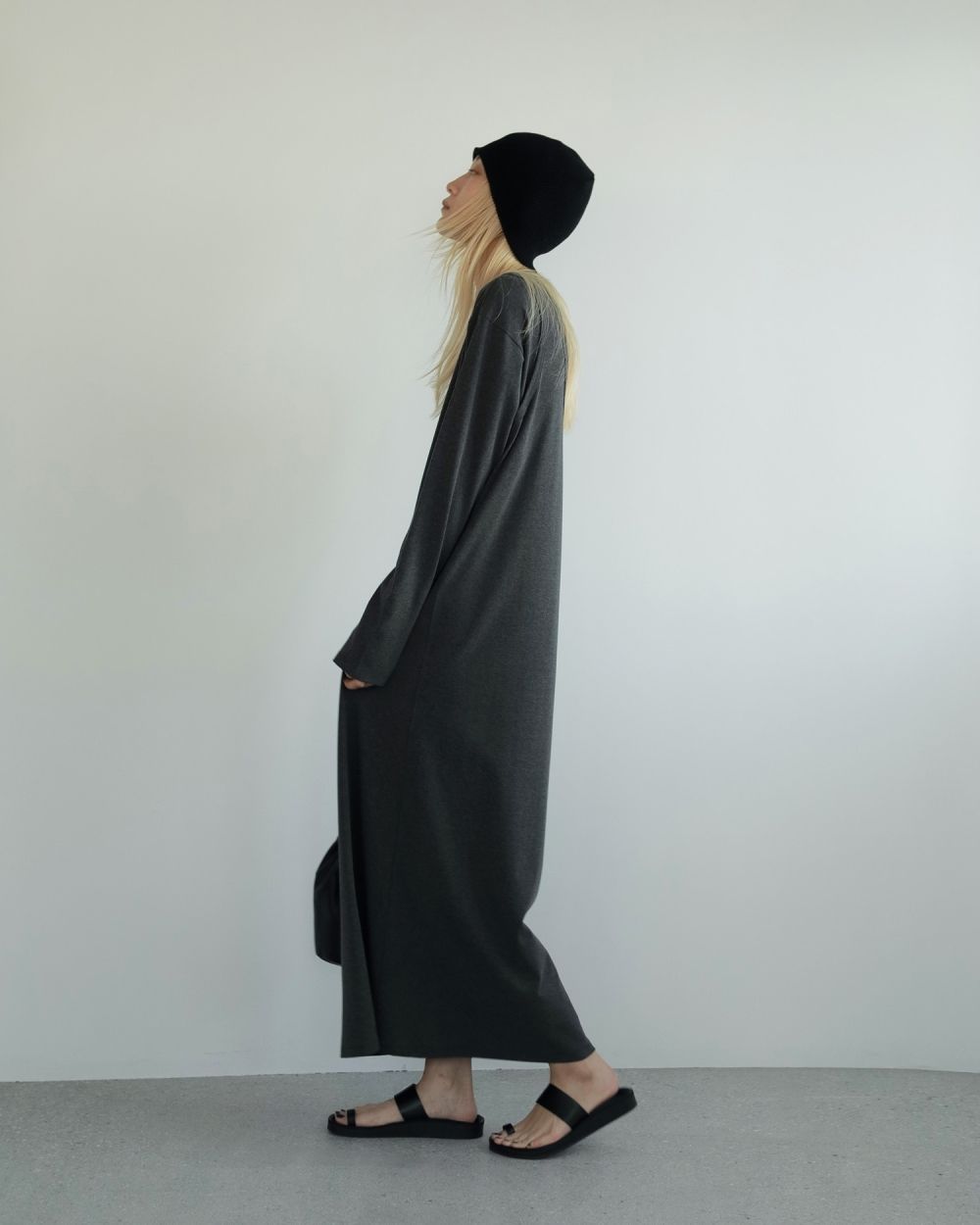 YILON Layered gather op ワンピース BLACK Long Lace Up Overdress by Black Peace Now