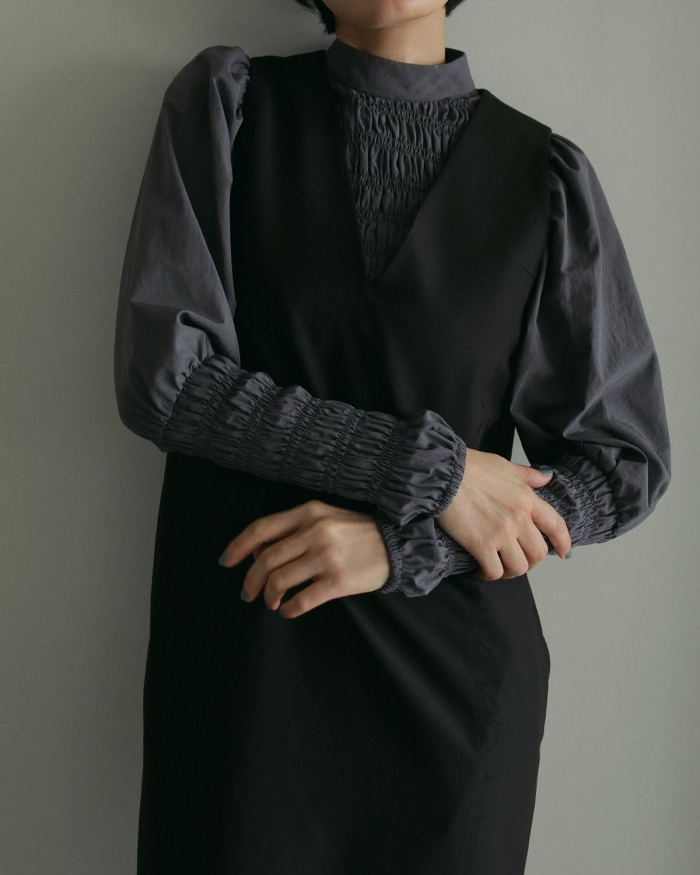 Shirring Compact Blouse Shirring Compact Blouse,シャーリングコンパクトブラウス,62510421,トップス,ブラウス,ànuke,トアンヌーク,lifes,ライフズ,25ss