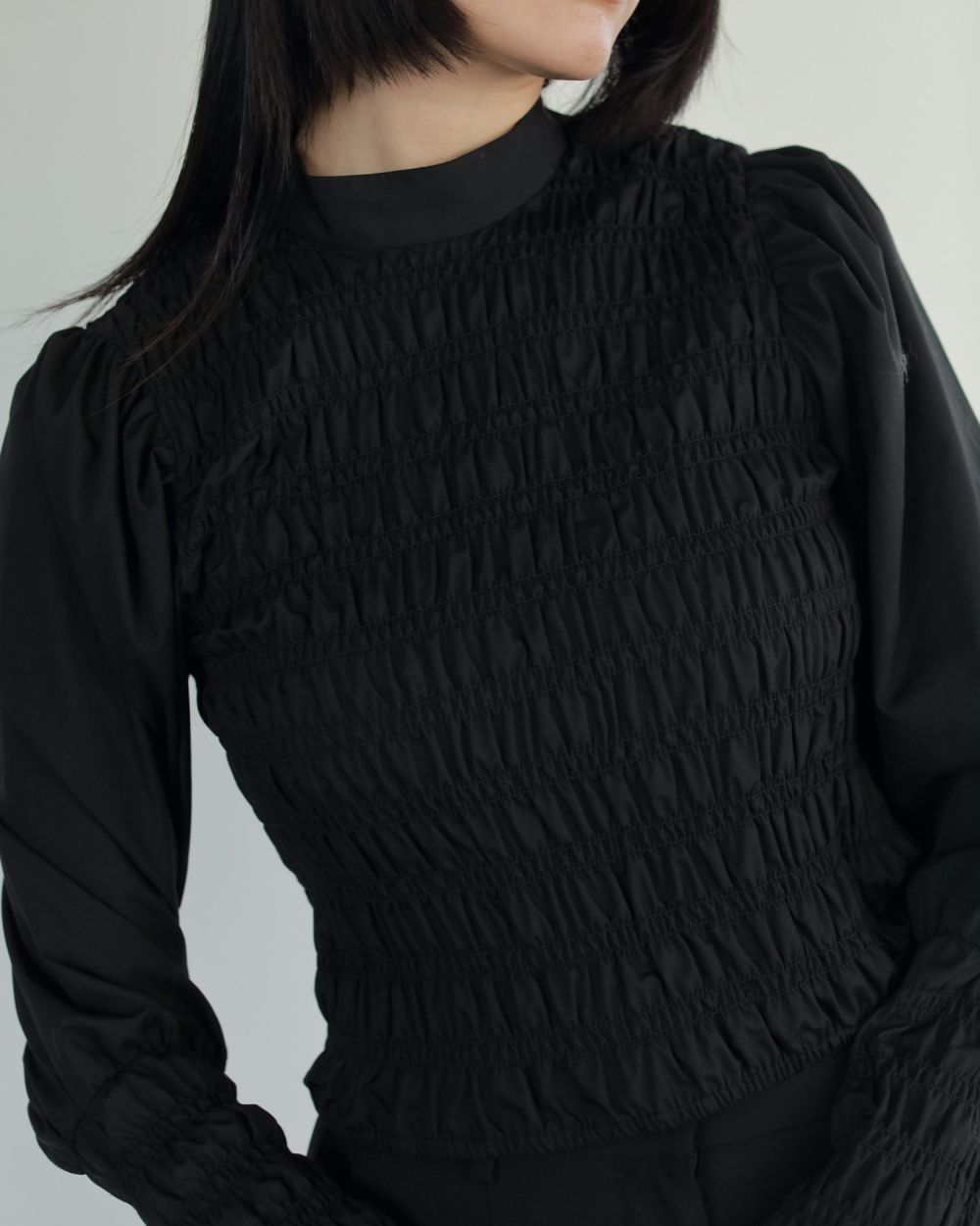 Shirring Compact Blouse Shirring Compact Blouse,シャーリングコンパクトブラウス,62510421,トップス,ブラウス,ànuke,トアンヌーク,lifes,ライフズ,25ss