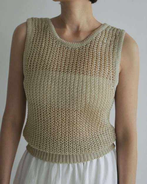 トップス ayaNKNIT cotton  knit tank top ànuke online store（アンヌーク） / Paperyarn Knit