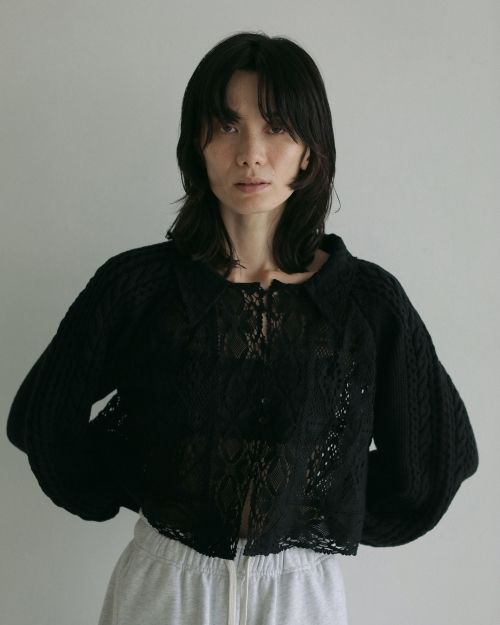 anuke レイヤードニットコンビ　チャコールグレー ànuke online store（アンヌーク） / Layered Knit CombiLayered