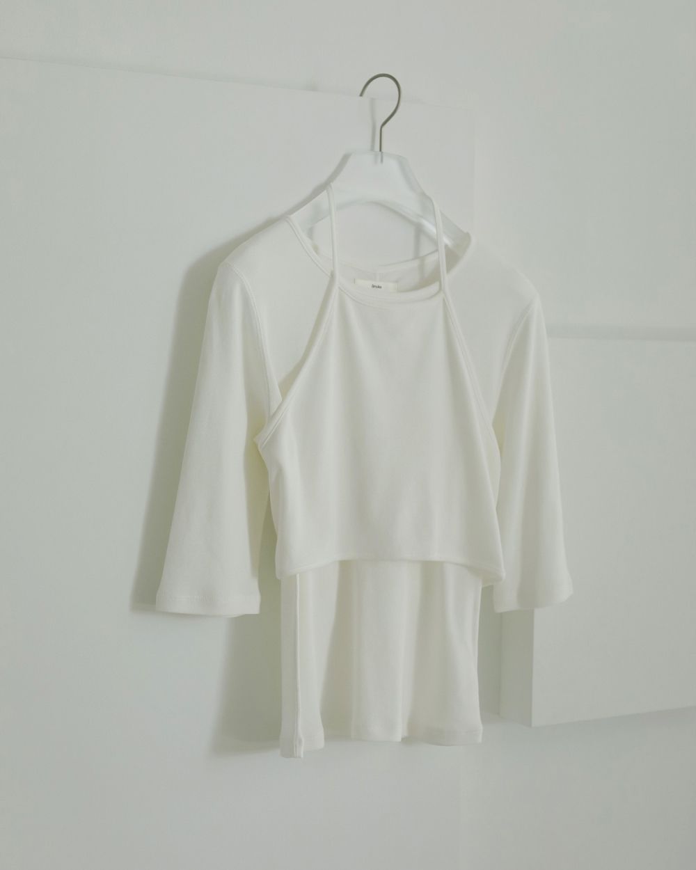 aere layered cut&sew Tシャツ T-BESH-CUT Destroyed layered long-sleeve T-shirt｜ブラック