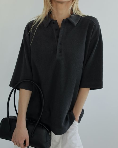 anuke 25SS Pile Polo Tops チャコールグレー ànuke online store（アンヌーク） / Pile Polo TopsPile Polo