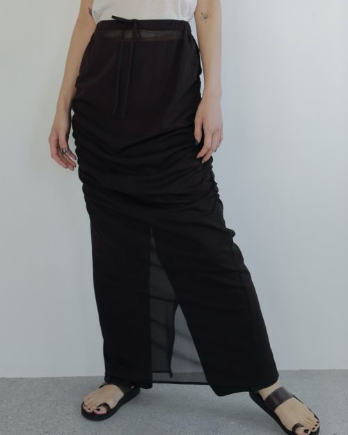 【新品未使用】tulle skirt Lig. チュールスカート　black Long Tulle Skirt・全2色 – iine