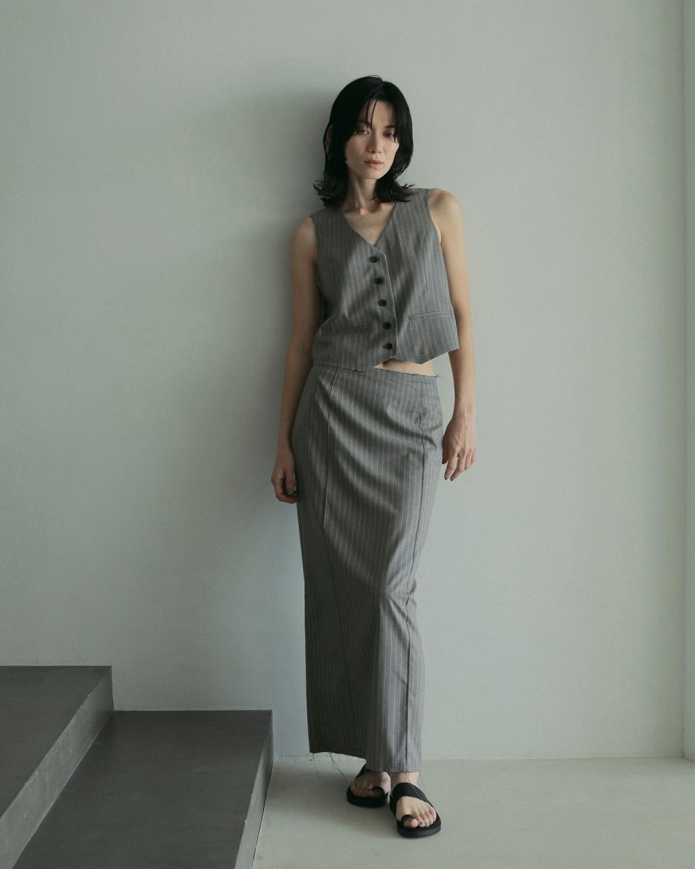 美品【anuke】アンヌーク カットオフツイルビスチェ C.GRAY anuke（アンヌーク）の「anuke Cutoff Twill Bustier カットオフ