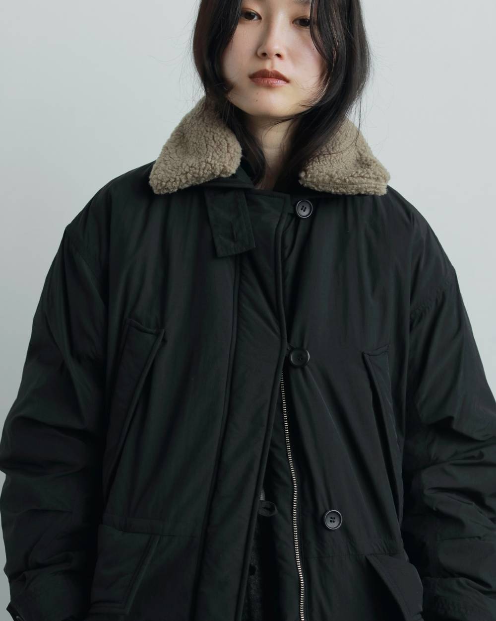 Boacollar Padding Coat Boacollar Padding Coat,ボアカラー パディング コート,62520001,アウター,コート,羽織,ボア,ànuke,アンヌーク,lifes,ライフズ,25aw