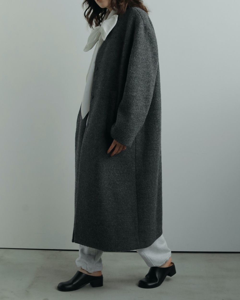 Collarless Cocoon Coat Collarless Cocoon Coat,カラーレスコクーンコート,62520003,アウター,コート,オーバーコート,ànuke,アンヌーク,lifes,ライフズ,25aw