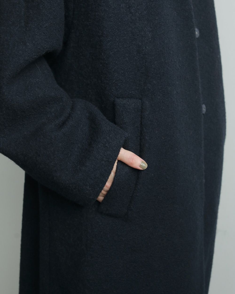 Collarless Cocoon Coat Collarless Cocoon Coat,カラーレスコクーンコート,62520003,アウター,コート,オーバーコート,ànuke,アンヌーク,lifes,ライフズ,25aw