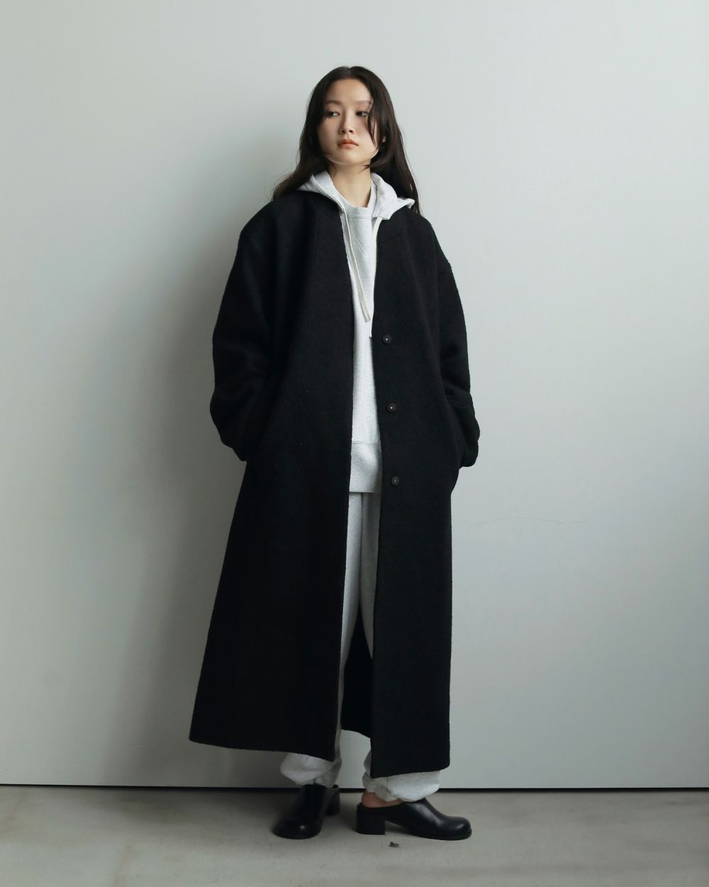 Collarless Cocoon Coat Collarless Cocoon Coat,カラーレスコクーンコート,62520003,アウター,コート,オーバーコート,ànuke,アンヌーク,lifes,ライフズ,25aw