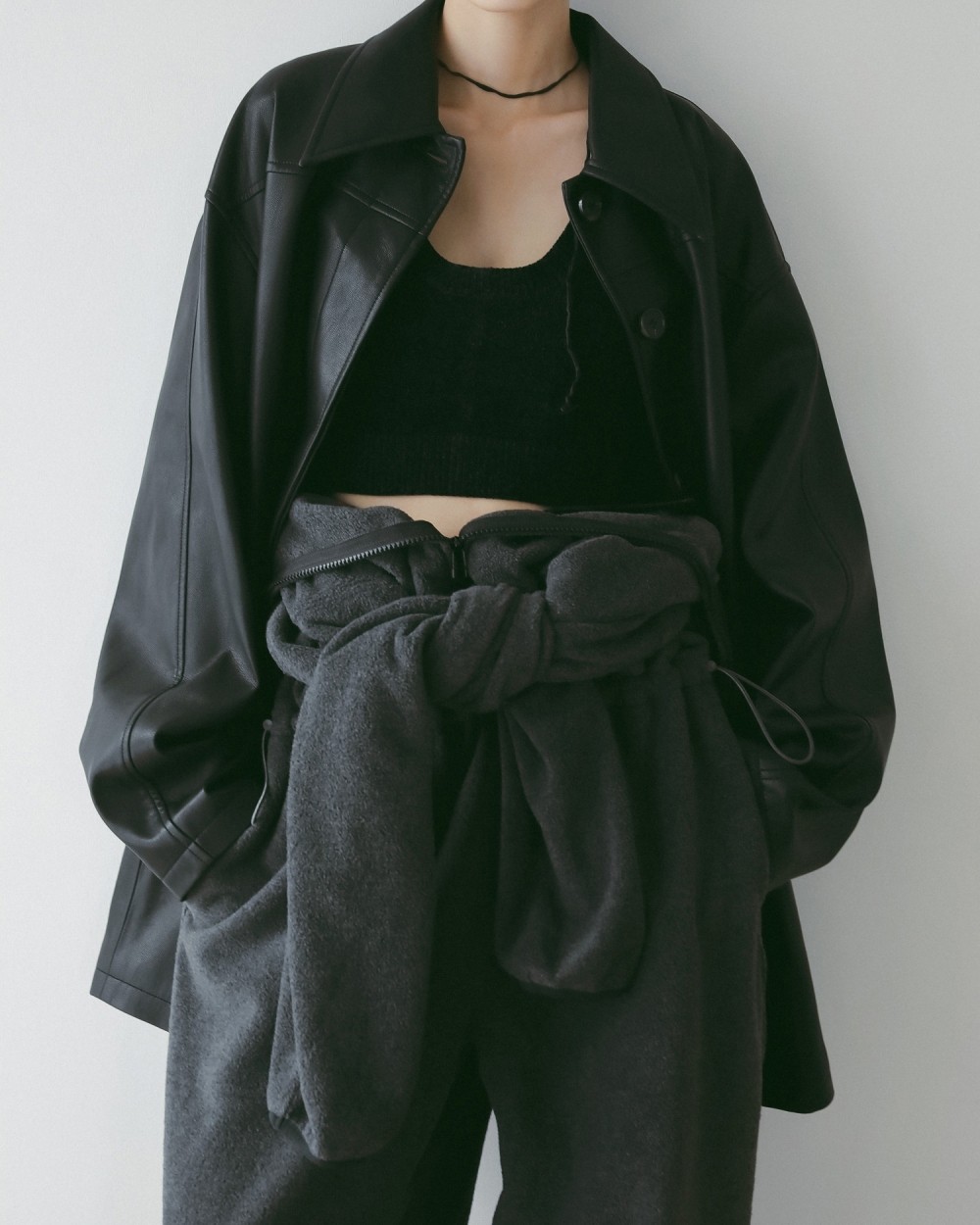 anuke エコレザーオーバージャケット　ブラック　36 ànuke online store（アンヌーク） / Ecoleather Over