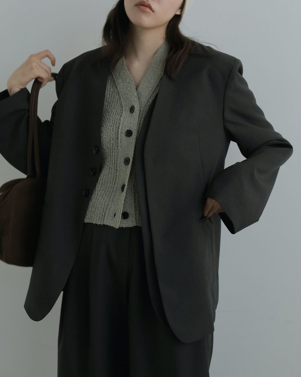 Collarless Over Jacket Collarless Over Jacket,カラーレスオーバージャケット,62520106,ジャケット,アウター,JK,ノーカラージャケット,ànuke,アンヌーク,lifes,ライフズ,25aw