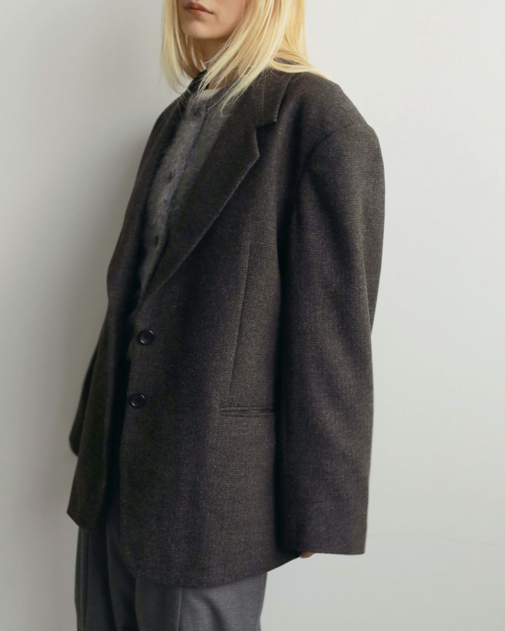 Herringbone Wool Jacket Herringbone Wool Jacket,ヘリンボーンウールジャケット,62520107,アウター,JK,ジャケット,オーバーサイズ,ànuke,アンヌーク,lifes,ライフズ,25aw