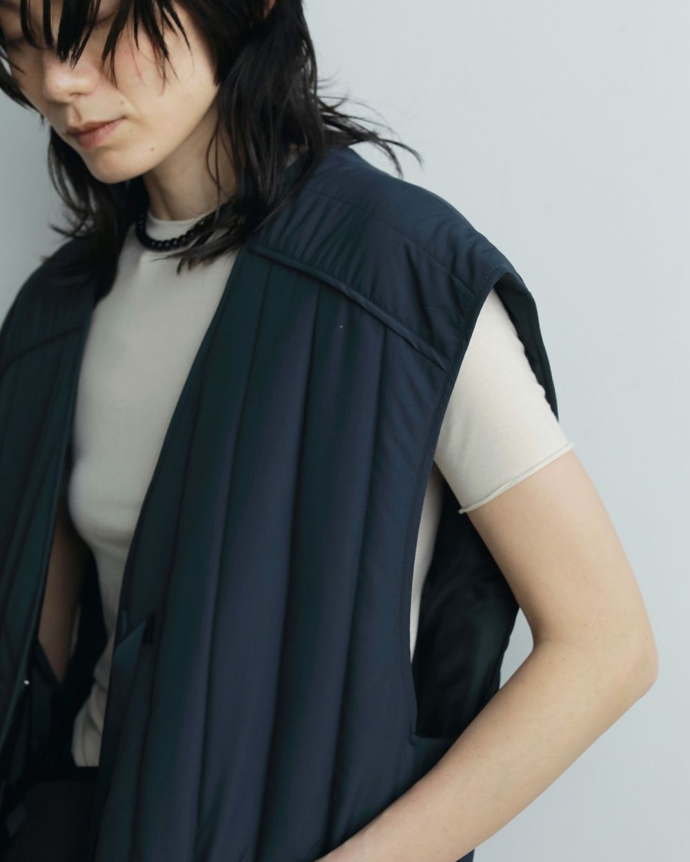 Backopen Stripe Vest Backopen Stripe Vest,バックオープンストライプベスト,62520108,ベスト,オーバーベスト,アウター,ジャケット,JK,ànuke,アンヌーク,lifes,ライフズ,25aw