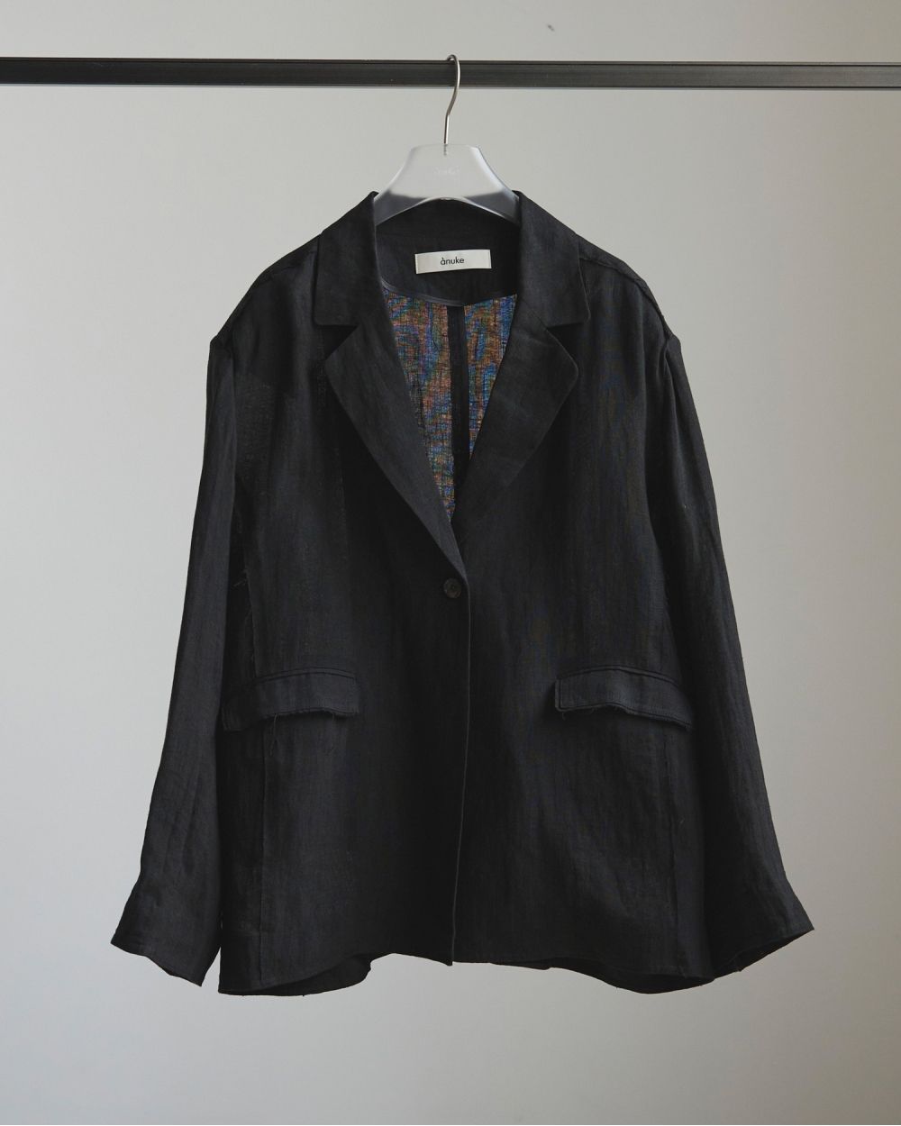 【高級】 【上質】 日本製 ハナエモリ シアー ジャケット 9 ブラック ♪ ànuke online store（アンヌーク） / Linen Sheer JacketLinen