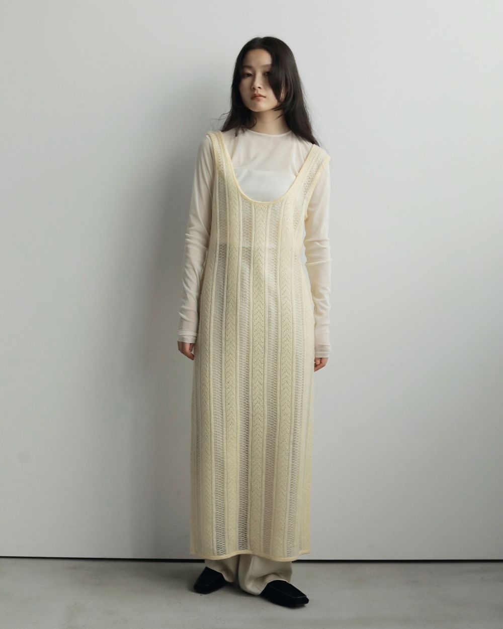 Sheer Uneck Onepiece Sheer Uneck Onepiece,シアーユーネックワンピース,62520306,ワンピース,ワンピ,ニットワンピ,シアー感,透け感,ànuke,アンヌーク,lifes,ライフズ,25aw