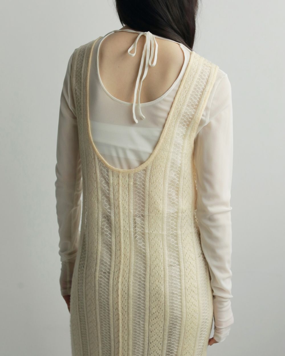 Sheer Uneck Onepiece Sheer Uneck Onepiece,シアーユーネックワンピース,62520306,ワンピース,ワンピ,ニットワンピ,シアー感,透け感,ànuke,アンヌーク,lifes,ライフズ,25aw