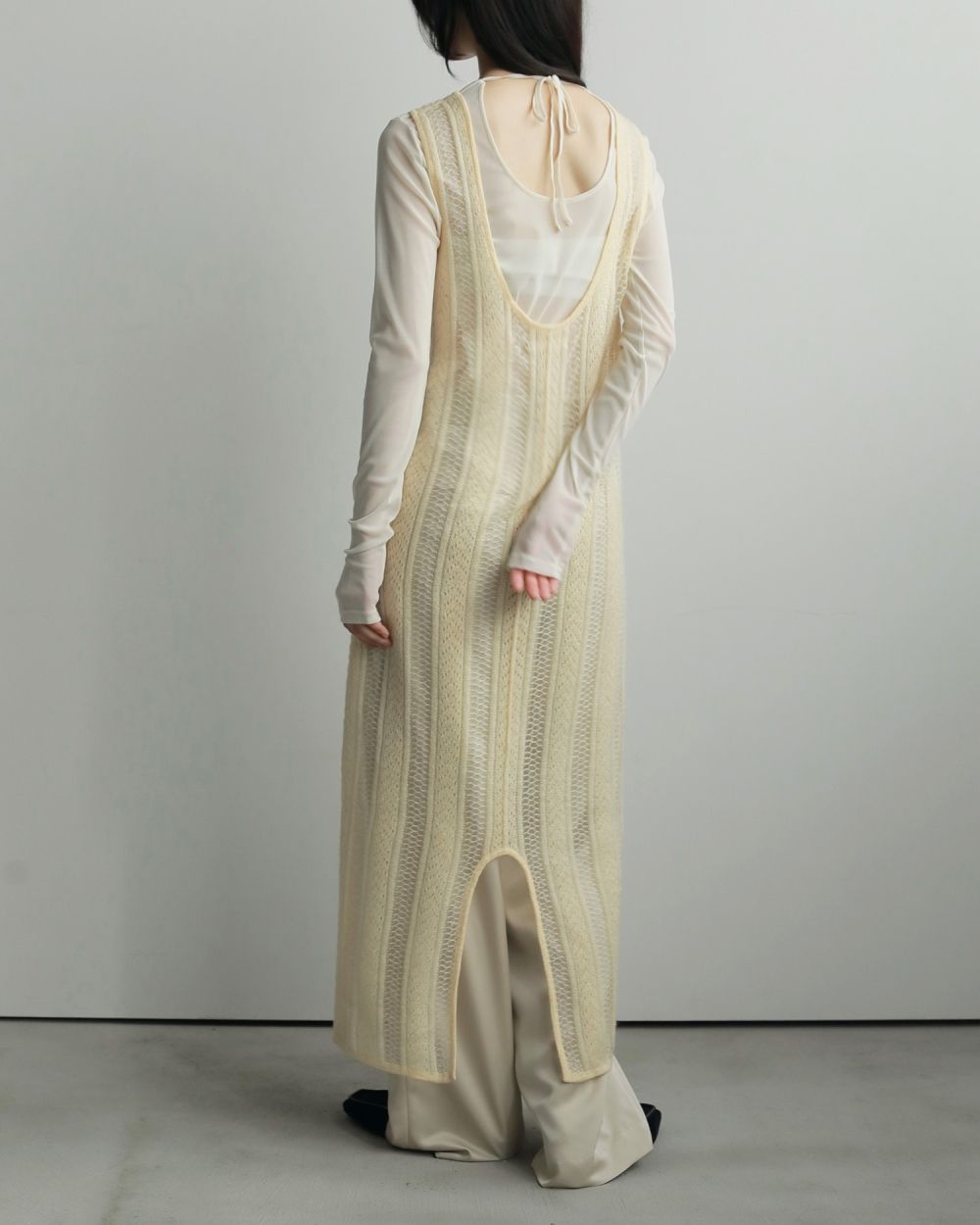 Sheer Uneck Onepiece Sheer Uneck Onepiece,シアーユーネックワンピース,62520306,ワンピース,ワンピ,ニットワンピ,シアー感,透け感,ànuke,アンヌーク,lifes,ライフズ,25aw