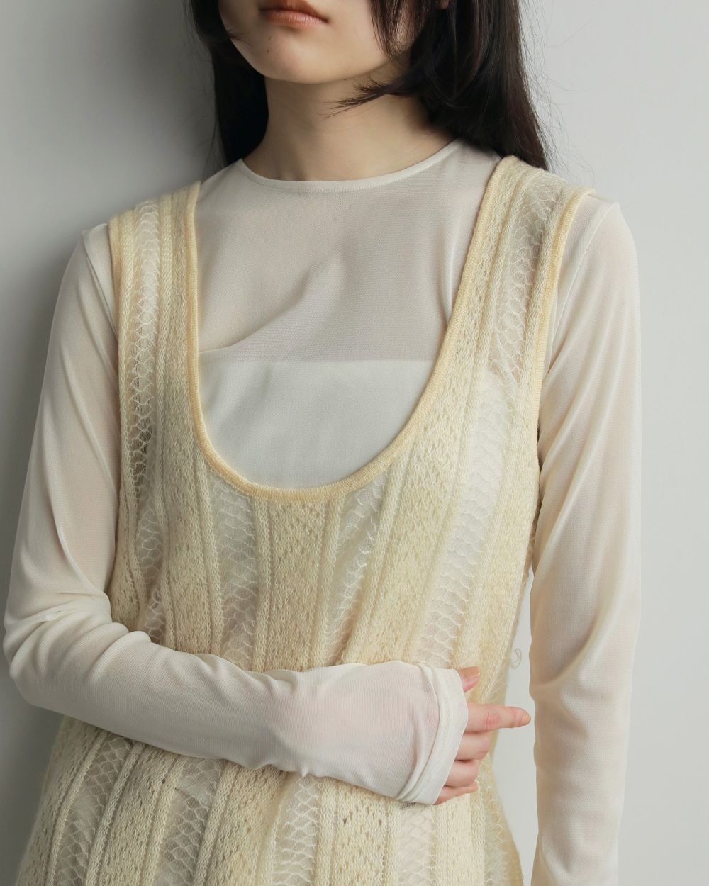 Sheer Uneck Onepiece Sheer Uneck Onepiece,シアーユーネックワンピース,62520306,ワンピース,ワンピ,ニットワンピ,シアー感,透け感,ànuke,アンヌーク,lifes,ライフズ,25aw