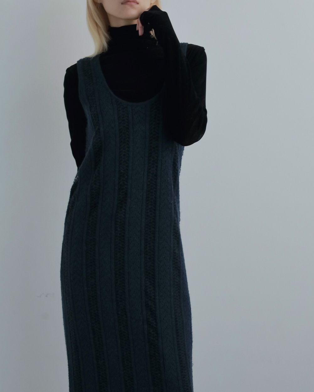 Sheer Uneck Onepiece Sheer Uneck Onepiece,シアーユーネックワンピース,62520306,ワンピース,ワンピ,ニットワンピ,シアー感,透け感,ànuke,アンヌーク,lifes,ライフズ,25aw