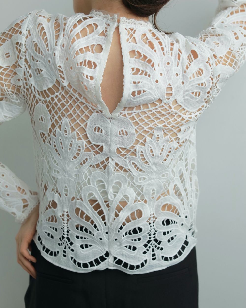 Panel Lace Blouse Panel Lace Blouse,パネル レース ブラウス,62520402,トップス,ブラウス,シャツ,レースシャツ,ànuke,アンヌーク,lifes,ライフズ,25aw