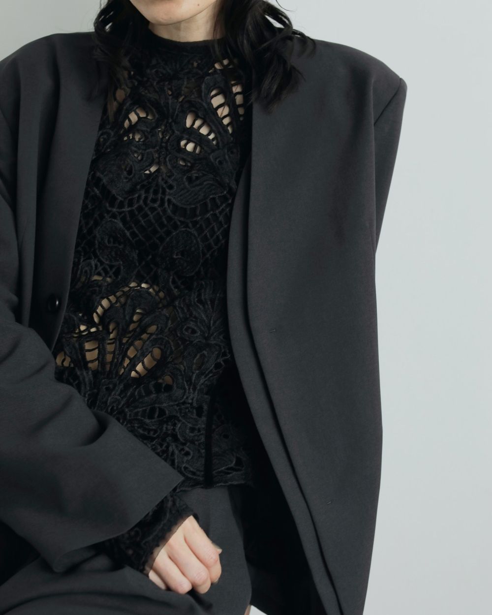 Panel Lace Blouse Panel Lace Blouse,パネル レース ブラウス,62520402,トップス,ブラウス,シャツ,レースシャツ,ànuke,アンヌーク,lifes,ライフズ,25aw