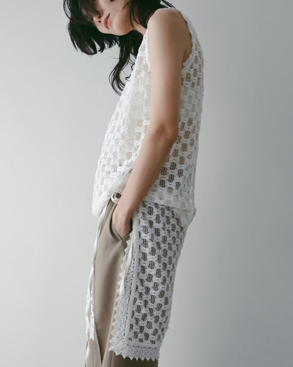 Lace Sleeveless Tops Lace Sleeveless Tops,レース スリーブレス トップス,62520403,トップス,ノースリーブ,ブラウス,レース素材,2WAY,ànuke,アンヌーク,lifes,ライフズ,25aw