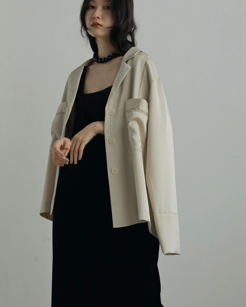 Satin Tailored Shirts Satin Tailored Shirts,サテンテーラードシャツ,62520406,シャツ,ブラウス,サテン素材,オーバーシャツ,ànuke,アンヌーク,lifes,ライフズ,25aw