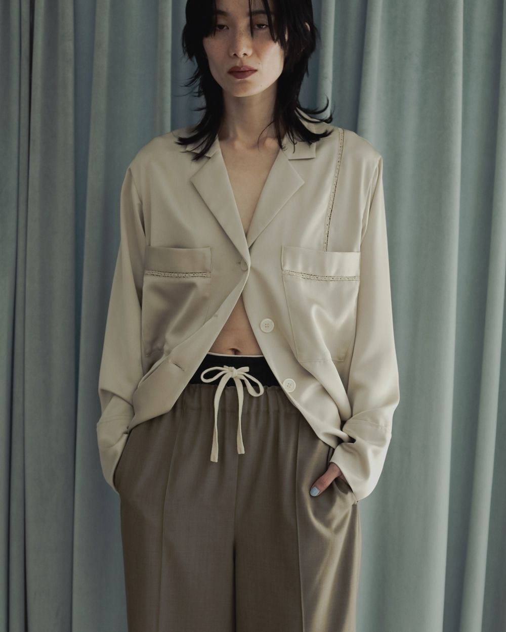 Satin Tailored Shirts Satin Tailored Shirts,サテンテーラードシャツ,62520406,シャツ,ブラウス,サテン素材,オーバーシャツ,ànuke,アンヌーク,lifes,ライフズ,25aw