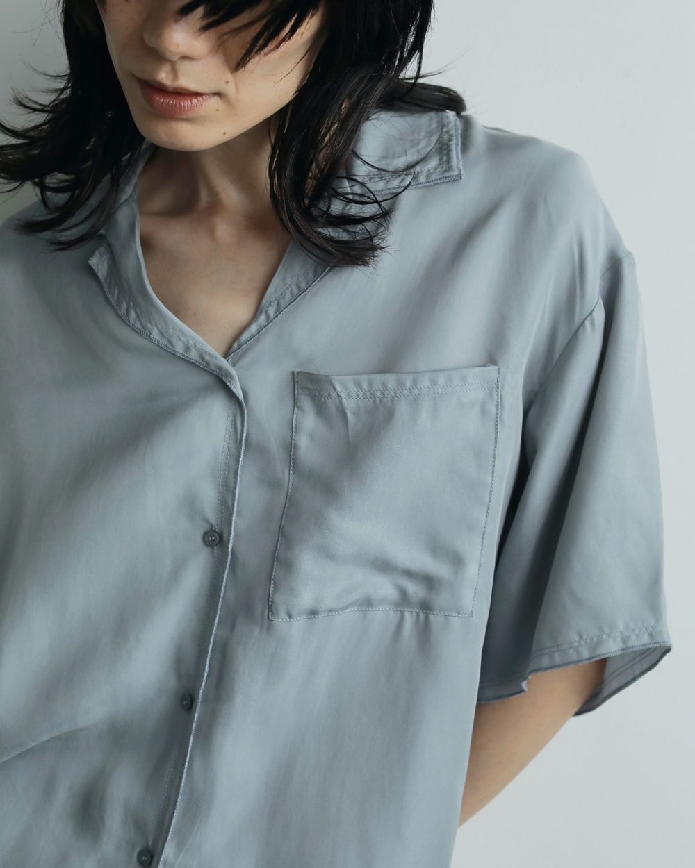 ANUKE(アンヌーク）Shirring Mellow Shirts 即日発送 Mix Knit Shirts（ニット/セーター）｜anuke（アンヌーク）の