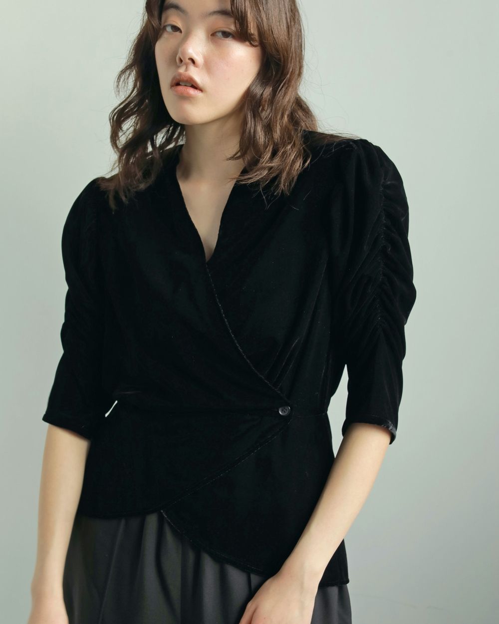 anuke アンヌーク　トップス Gather Velour Blouse ànuke online store（アンヌーク） / Velour Gather