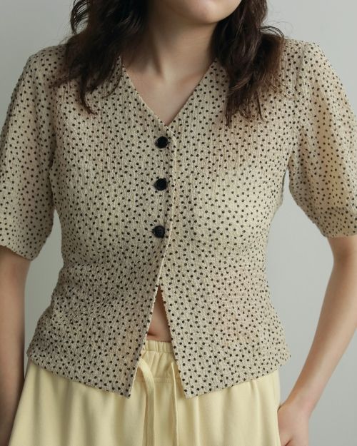 anuke/Vneck Dot Blouse 半袖 ànuke online store（アンヌーク） / Vneck Dot BlouseVneck Dot