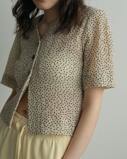 anuke/Vneck Dot Blouse 半袖 anuke/Vneck Dot Blouse 半袖 ànuke online store（アンヌーク