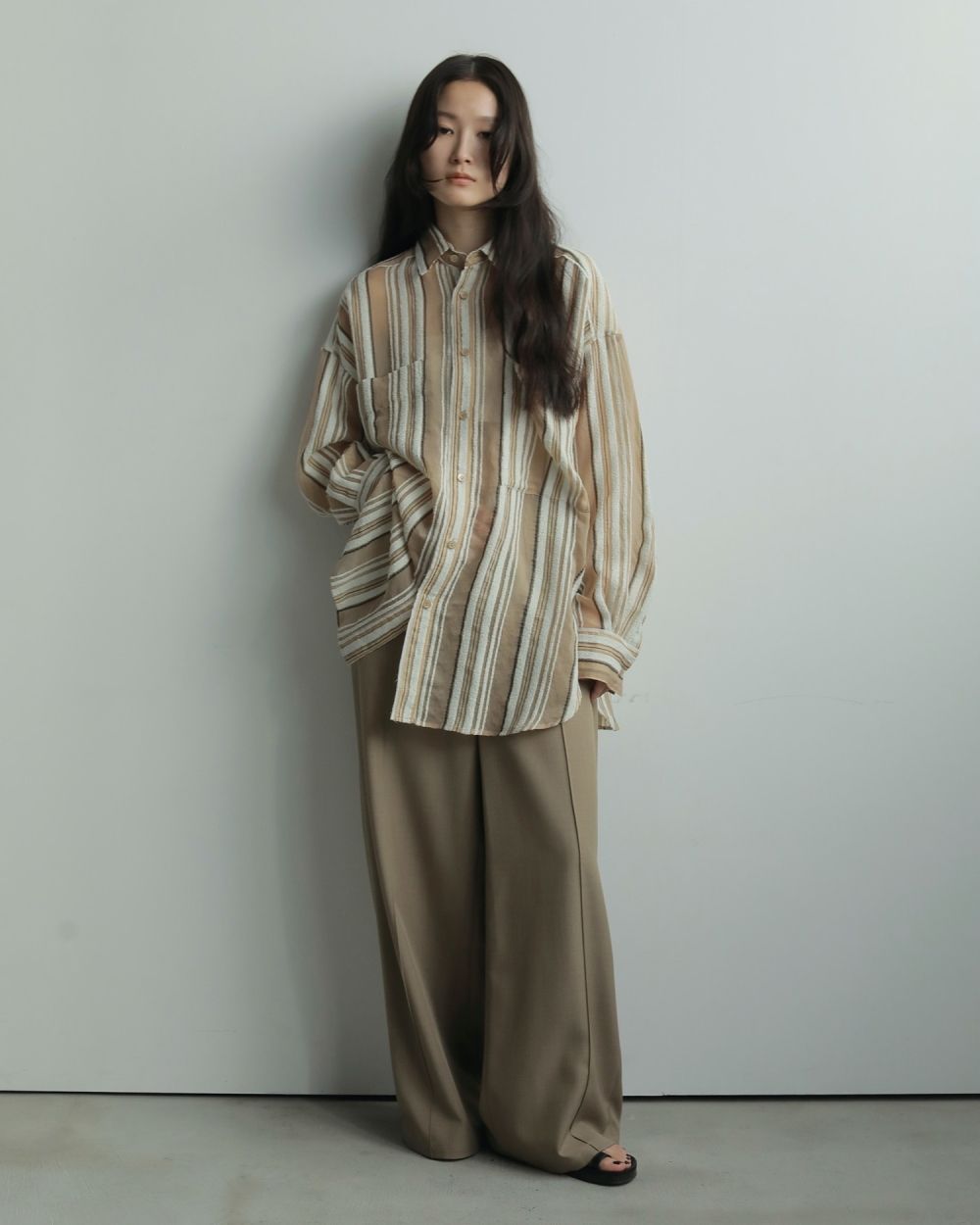 anuke Sheer Stripe Shirts ブラウン ànuke online store（アンヌーク） / Sheer Stripe ShirtsSheer
