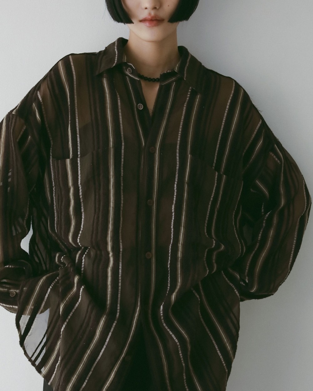 Sheer Stripe Shirts Sheer Stripe Shirts,シアー ストライプ シャツ,62520424,トップス,シャツ,ブラウス,ストライプ,柄,シアー,透け感,ànuke,アンヌーク,lifes,ライフズ,25aw
