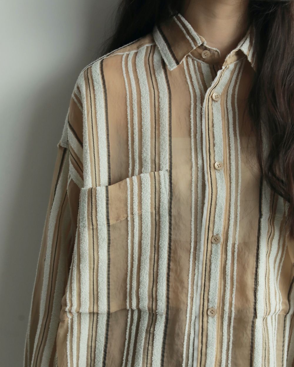 anuke Sheer Stripe Shirts ブラウン ànuke online store（アンヌーク） / Sheer Stripe ShirtsSheer