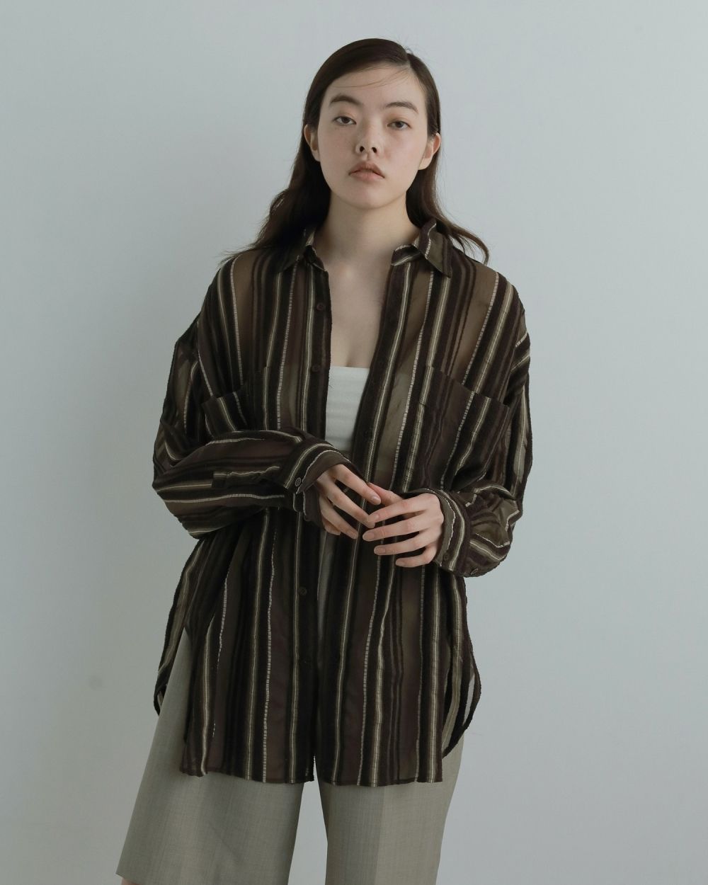 トップス anuke Sheer Stripe Shirts ànuke online store（アンヌーク） / Sheer Stripe ShirtsSheer