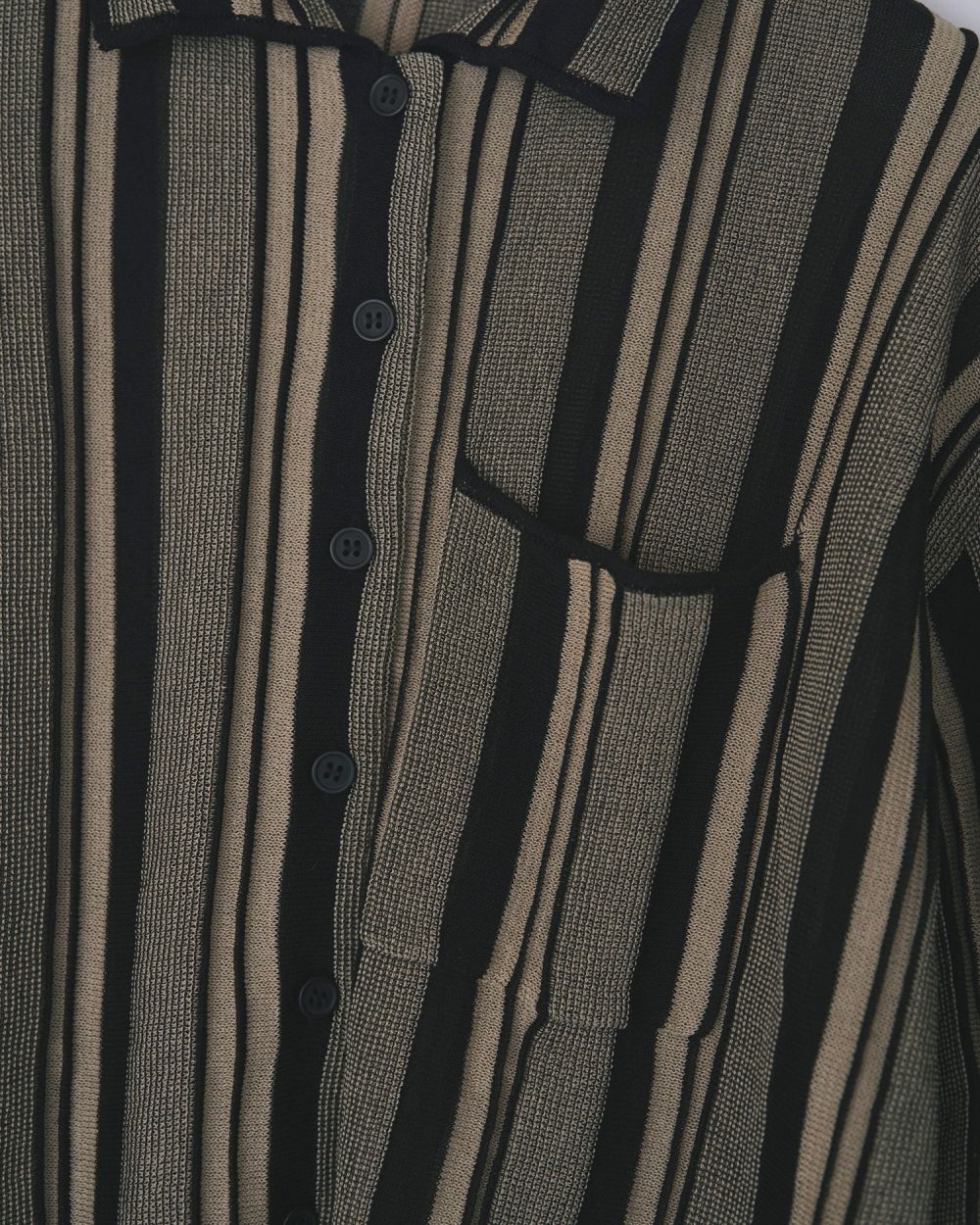 Stripe Knit Shirts Stripe Knit Shirts,ストライプ ニット シャツ,62520512,ニットシャツ,ニット,シャツ,トップス,柄,ànuke,アンヌーク,lifes,ライフズ,25aw