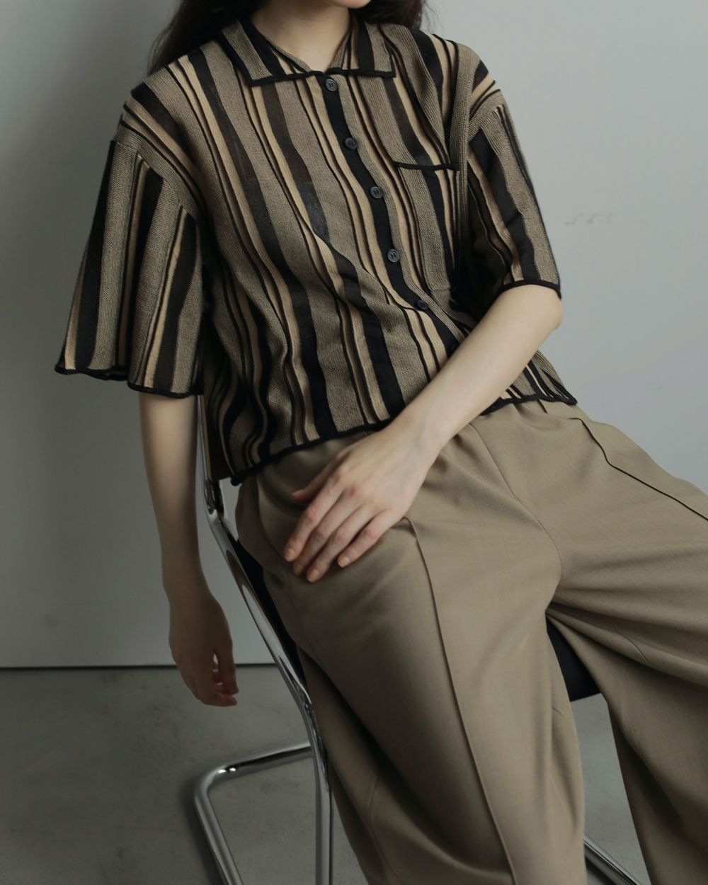 Stripe Knit Shirts Stripe Knit Shirts,ストライプ ニット シャツ,62520512,ニットシャツ,ニット,シャツ,トップス,柄,ànuke,アンヌーク,lifes,ライフズ,25aw