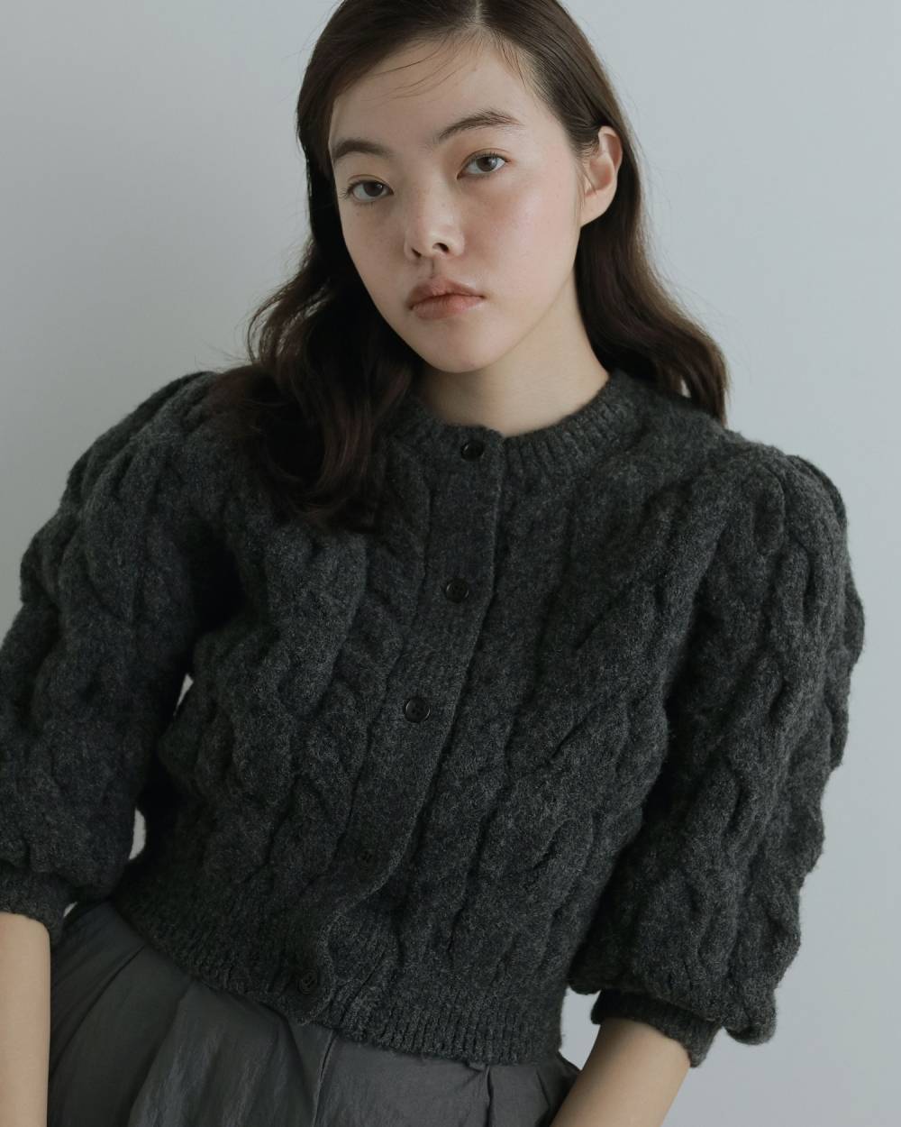 Halfsleeve Cable Cardigan Halfsleeve Cable Cardigan,ハーフスリーブ ケーブル カーディガン,62520513,カーデ,カーディガン,羽織,ニット,長袖,トップス,ケーブル,ニットカーディガン,ショート丈,2way,ànuke,アンヌーク,lifes,ライフズ,25aw