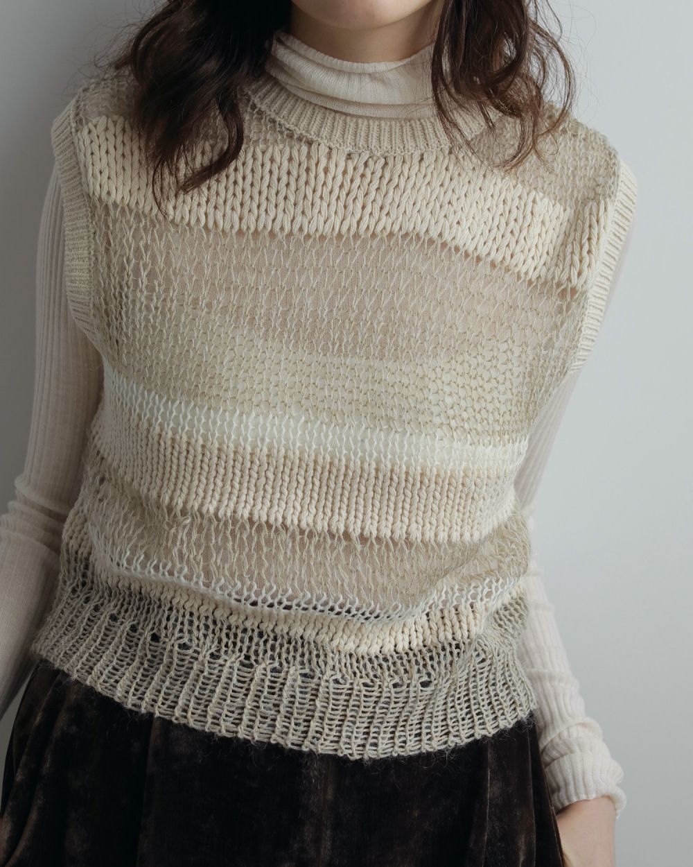 Border Knit Vest Border Knit Vest,ボーダー ニット ベスト,62520514,ニット,ベスト,トップス,ニットトップス,ボーダー,ニットベスト,2Way,柄,ànuke,アンヌーク,lifes,ライフズ,25aw