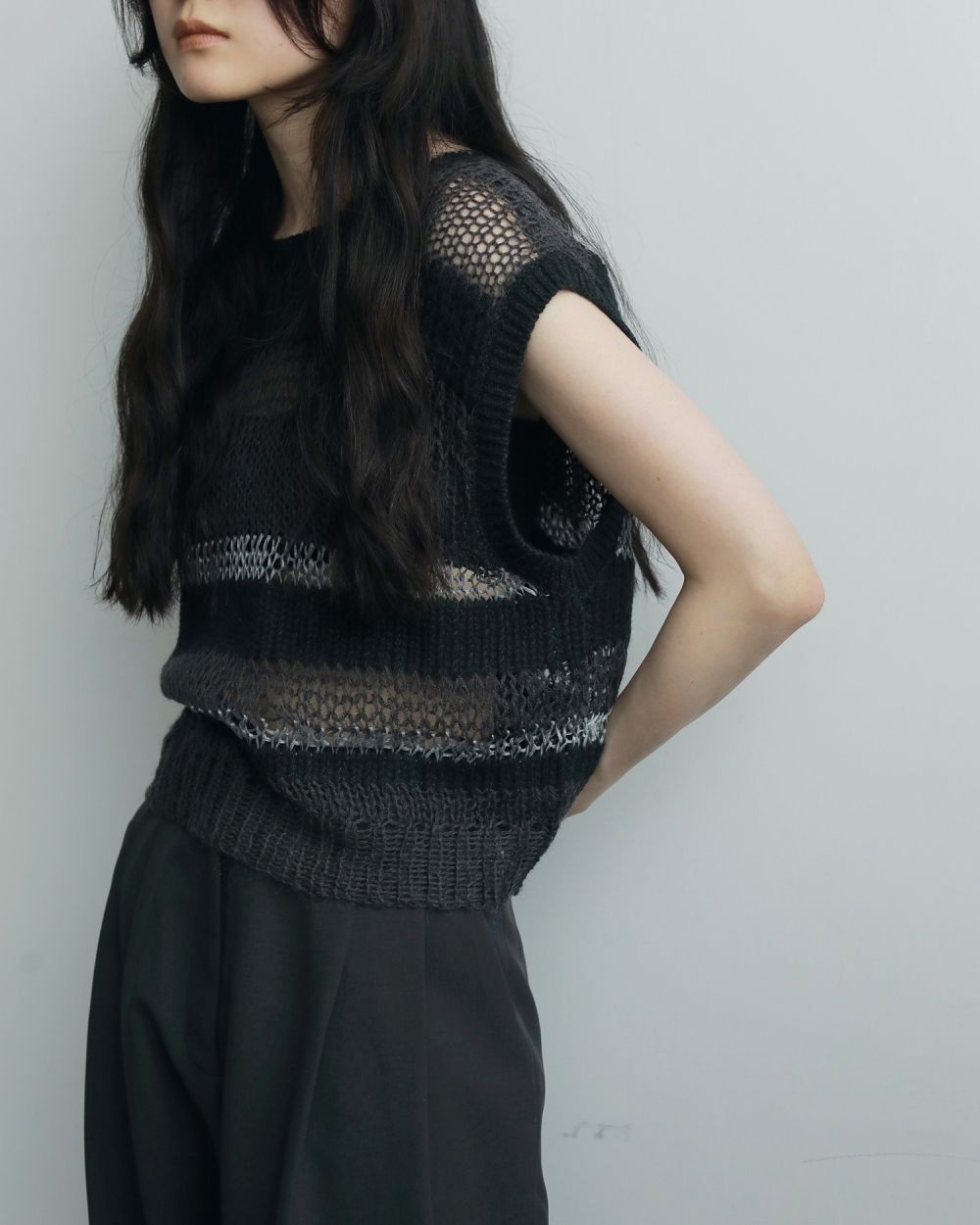 Border Knit Vest Border Knit Vest,ボーダー ニット ベスト,62520514,ニット,ベスト,トップス,ニットトップス,ボーダー,ニットベスト,2Way,柄,ànuke,アンヌーク,lifes,ライフズ,25aw