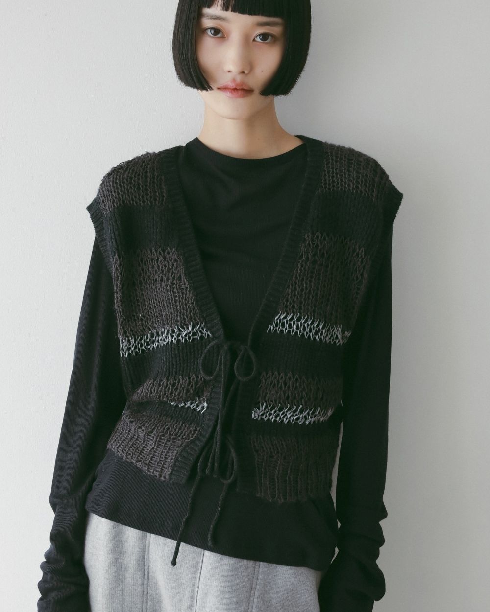 Border Knit Vest Border Knit Vest,ボーダー ニット ベスト,62520514,ニット,ベスト,トップス,ニットトップス,ボーダー,ニットベスト,2Way,柄,ànuke,アンヌーク,lifes,ライフズ,25aw