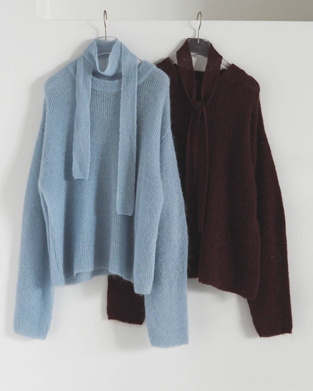 Mohair Ribbontie Knit Mohair Ribbontie Knit,モヘア リボンタイ ニット,62520517,ニット,トップス,カラーニット,毛,モヘア,リボン,ànuke,アンヌーク,lifes,ライフズ,25aw