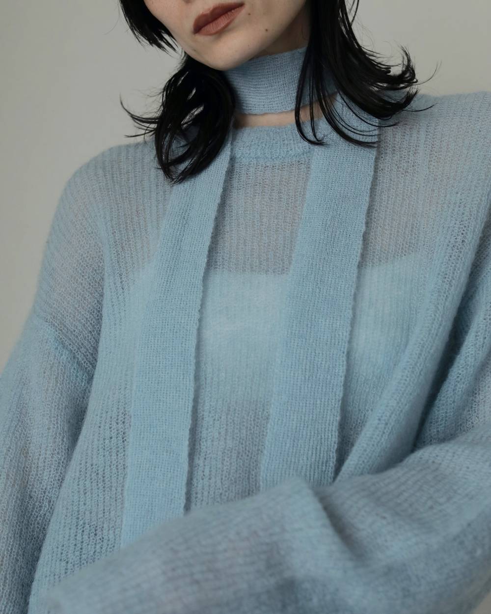 Mohair Ribbontie Knit Mohair Ribbontie Knit,モヘア リボンタイ ニット,62520517,ニット,トップス,カラーニット,毛,モヘア,リボン,ànuke,アンヌーク,lifes,ライフズ,25aw