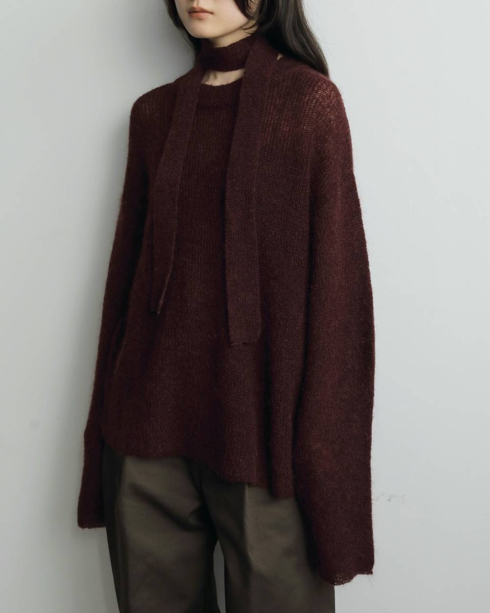 Mohair Ribbontie Knit Mohair Ribbontie Knit,モヘア リボンタイ ニット,62520517,ニット,トップス,カラーニット,毛,モヘア,リボン,ànuke,アンヌーク,lifes,ライフズ,25aw